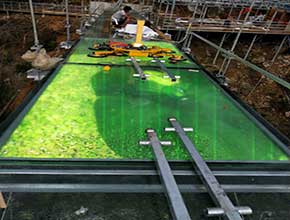 揭阳望天湖景区玻璃桥P4户外高清LED互动地砖屏